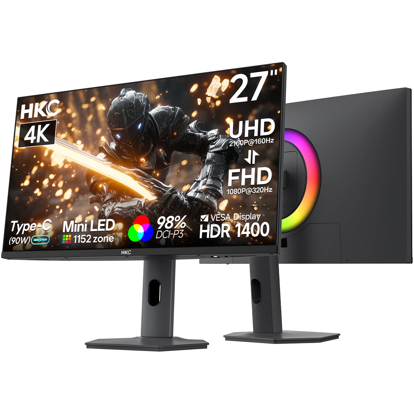 HKC G27M7 Pro 27” 4K Gaming Monitor | 160Hz / 360Hz Dual Mode, QD-Mini ...